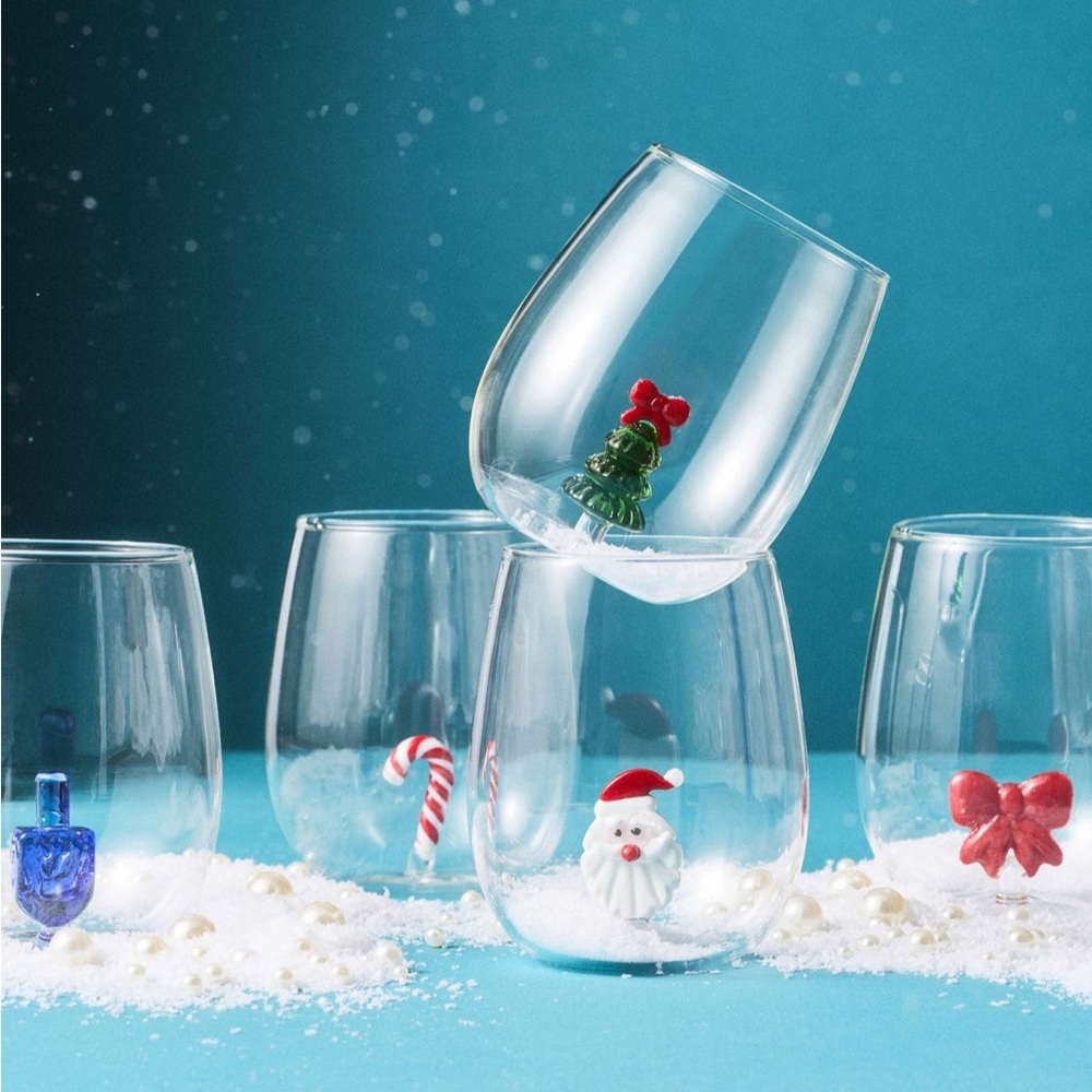 Anthropologie The Jolly Icon Stemless Wine Glass | Santa | NIB - Picture 3 of 4